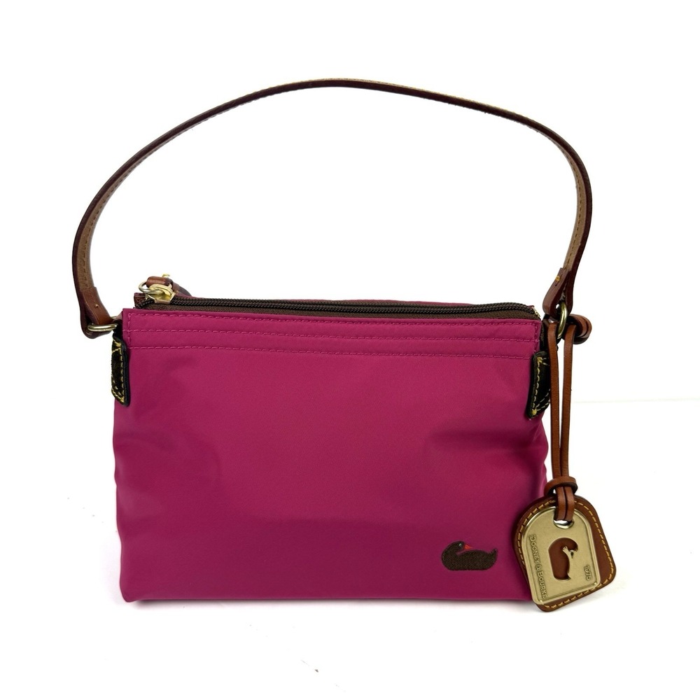 Dooney & Bourke Pink Nylon Pouchette Small Handbag Leather Trim Purse New